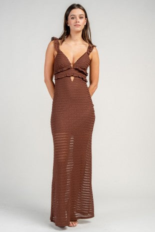 Tuscany Mocha Knit Maxi Dress