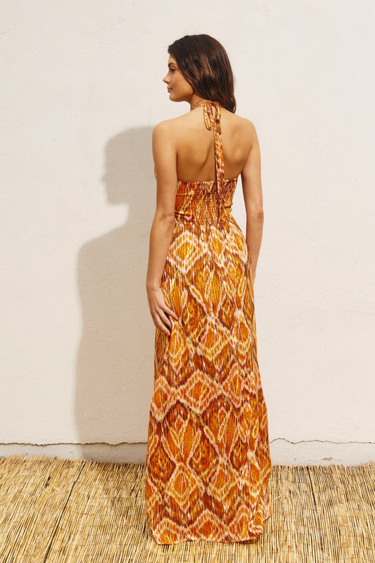 Sardinia Sunset Halter Maxi Dress
