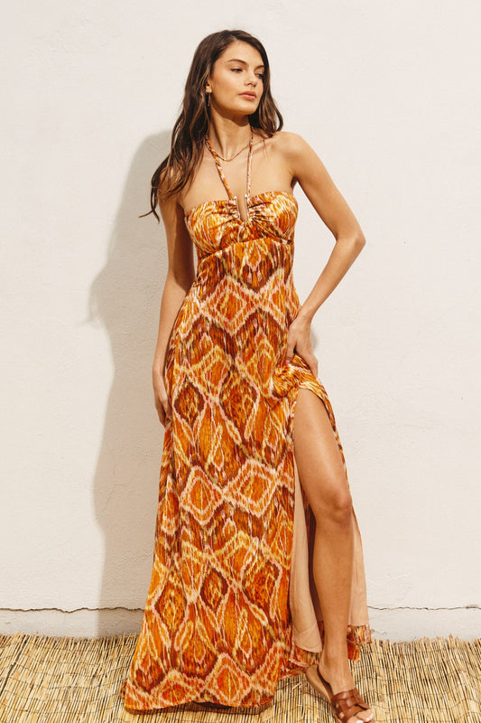 Sardinia Sunset Halter Maxi Dress
